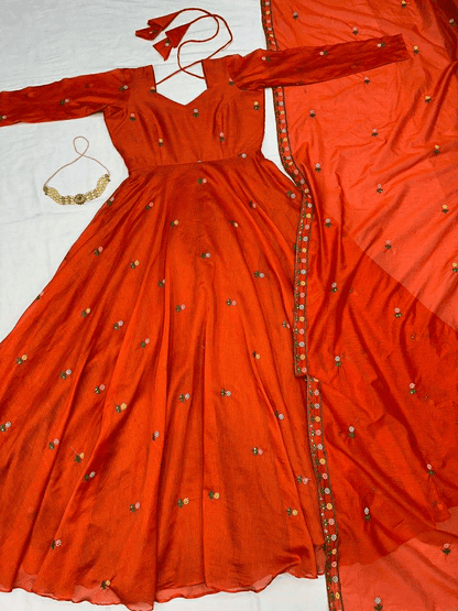 Rani Sati Festival Series – Zipsy Silk Embroidered Gown with Dupatta