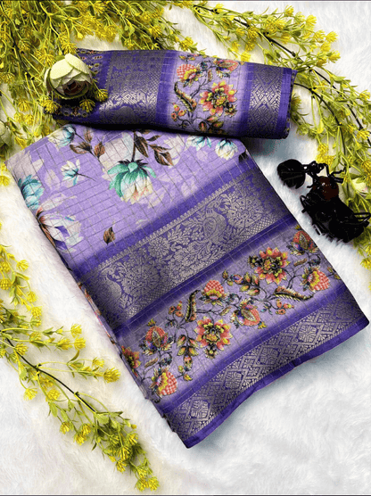 Dola Chex Premium Saree – Digital Print with Jacquard Border
