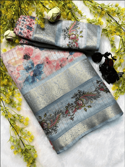 Dola Chex Premium Saree – Digital Print with Jacquard Border
