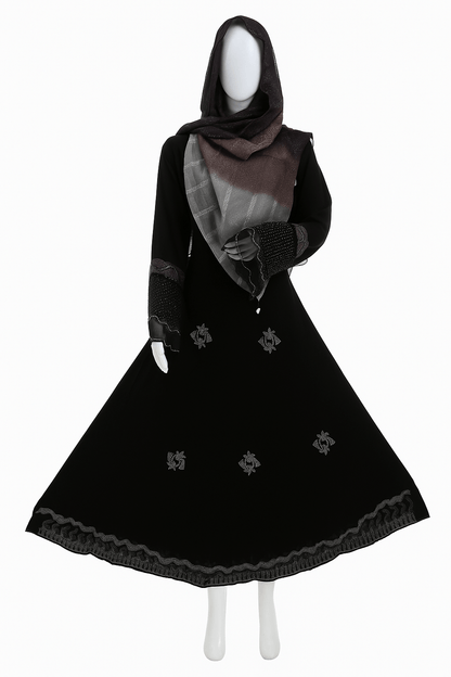 Ultimate Nida Abaya – Double Umbrella Stone Work Collection