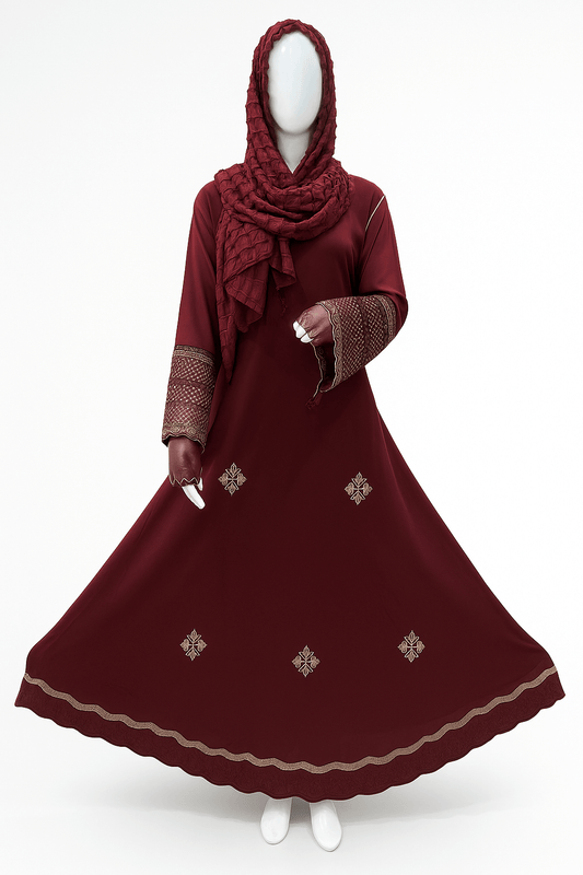 Ultimate Nida Abaya – Double Umbrella Stone Work Collection